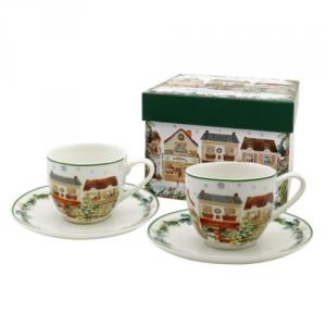 D.G.68986 Porceláncsésze+alj, 270ml, 2 személyes, dobozban, Christmas City 2