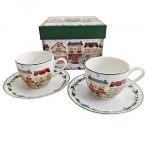 D.G.69006 Porceláncsésze+alj, 90ml, 2 személyes, dobozban, Christmas City 2