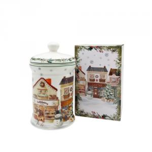 D.G.69051 Porcelán keksztároló 11x19cm, 800ml, dobozban, Christmas City 2
