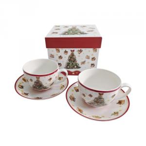 D.G.69105 Porceláncsésze+alj, 270ml, 2 személyes, dobozban, Christmas Tree 3