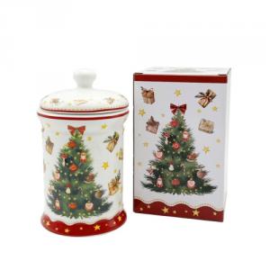 D.G.69174 Porcelán keksztároló 11x19cm, 800ml, dobozban, Christmas Tree 3