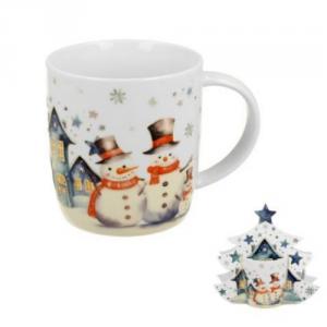 D.G.70767 Porcelánbögre 400ml, fenyőfa díszcsomagolásban, Snowman