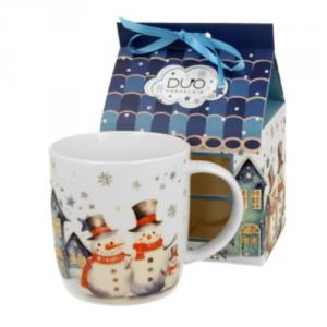 D.G.70774 Porcelánbögre 400ml, házikó díszcsomagolásban, Snowman