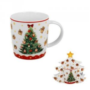 D.G.70842 Porcelánbögre 400ml, fenyőfa díszcsomagolásban, Christmas Tree 3