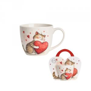 D.G.74765 Porcelánbögre 460ml,  díszcsomagolásban, Cat with Toy