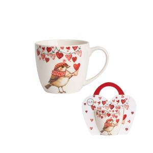 D.G.75076 Porcelánbögre 460ml,  díszcsomagolásban, Sparrow