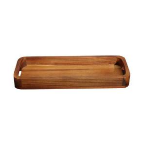 Fa kínáló tálca szögl. 17x46x5cm 2 fülű