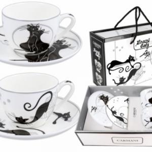 Fekete macskás Porceláncsésze+alj 250ml, 2 személyes, H.C.017-3103