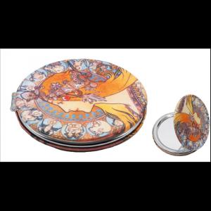 FRI.12279 Textilbevonatú zsebtükör 7cm, nagyítós tükörrel, Mucha:Zodiak