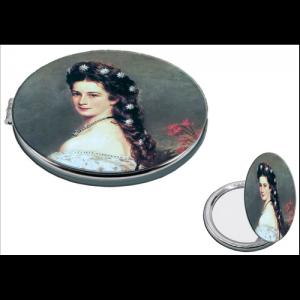 FRI.12294 Textilbevonatú zsebtükör 7cm, nagyítós tükörrel, Sisi