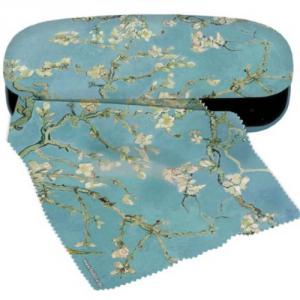 FRI.12528 Szemüvegtok textilbevonatú,törlőkendővel,16x4x6,5cm,Vincent Van Gogh:Mandulavirágzás