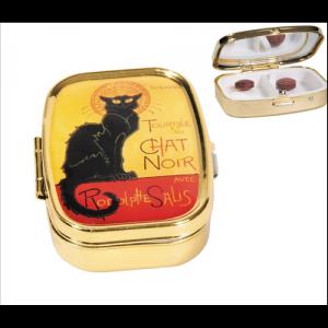 FRI.18246 Gyógyszeres fémdoboz 2 fakkos, 5,1x1,8x3,6cm, Chat Noir