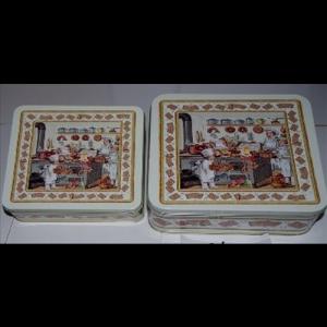 GAW.006.2882 Konyhai fémdoboz szett, 2 db-os,187x187x72mm/150x150x75mm, Backstube