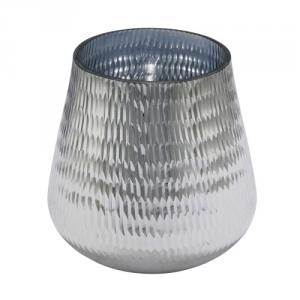 Geh.22302578 Ezüst üveg mécsestartó, 10x10x11cm