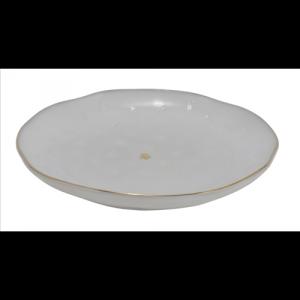 Geh.22402184 Fenyős porcelántányér fehér, kis arany fenyővel, 19,5x19,5x2cm