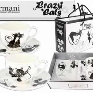 H.C.017-3101 Porceláncsésze+ alj, 250ml, 2 személyes szett, fekete macskás