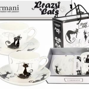 H.C.017-3102 Porceláncsésze+alj 250ml, 2 személyes szett,fekete macskás