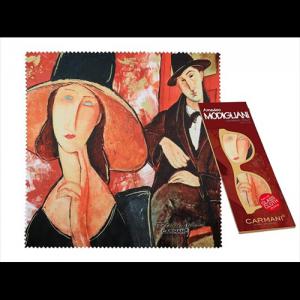 H.C.021-0531 Szemüvegtörlő kendő 20x20cm, Modigliani:Jeanne Hebuterne kalapban/Mario Varvogli