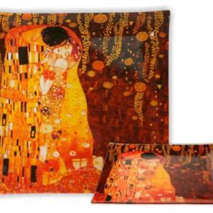 H.C.198-1001 Üvegtányér 30x30cm, Klimt:The Kiss