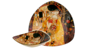 H.C.198-1131 Üvegtányér háromszögű 17x17cm,Klimt:The Kiss