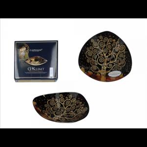 H.C.198-1134 Üvegtányér háromszögű, 17x17cm  Klimt: Életfa