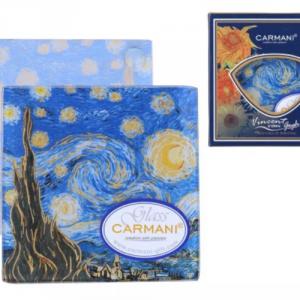 H.C.198-3310 Üveg poháralátét 10,5x10,5cm Van Gogh:Csillagos éj