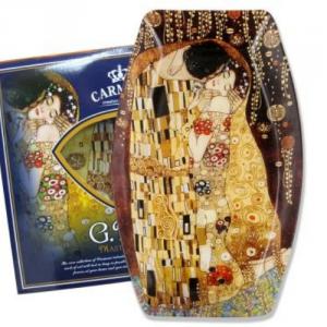 H.C.198-8041 Üvegtányér 30x21x7cm,Klimt:The Kiss