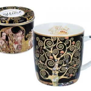 H.C.532-3113 Porcelánbögre 450ml fémdobozban,Klimt:Életfa