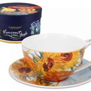 H.C.830-3206 Porceláncsésze+alj 360ml,dobozban,Van Gogh:Napraforgók