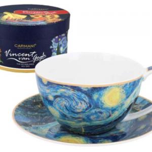 H.C.830-3210 Porceláncsésze+alj 360ml,dobozban,Van Gogh:Csillagos éj