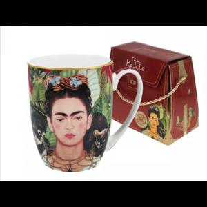 H.C.836-0001 Porcelánbögre 380ml, dobozban, Frida Kahlo: Önarckép tövisnyaklánccal, kolibrivel