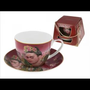 H.C.836-0102 Porceláncsésze+alj, 410ml, dobozban, Frida Kahlo