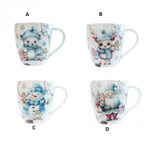 Karácsonyi porcelán bögre 50cl KÉK MINTÁS, GM9789A128