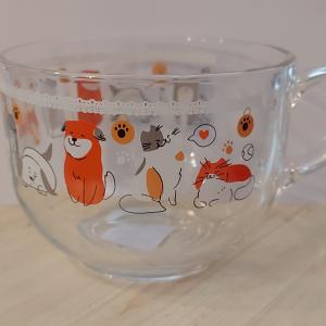 Kutyás cicás jumbo bögre, 70cl, üveg