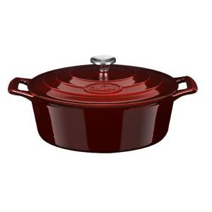 La Cuisine Cranberry ovál öntöttvas edény+fedő, 29x23x11 cm 4,75 liter