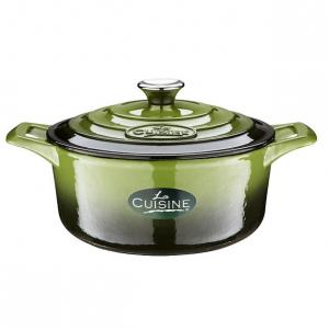 La Cuisine Green öntöttvas lábos+fedő, kerek, magas, 26X12 cm, 4,75 liter