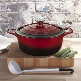 La Cuisine Red piros öntöttvas lábos+fedő, kerek, magas, 26X12 cm, 4,75 liter