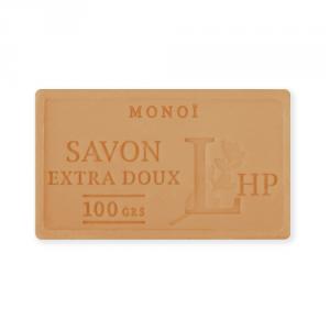 LAV.LHP25100MON Marseille szappan, növényi olajjal, 100g, parabén-tartósítószer-szulfát mentes, hidratáló, celofánban, Monoi (Tiaré virág)