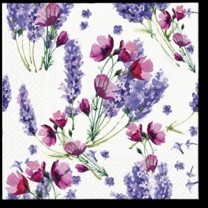 Levendulás szalvéta, P.W.SDL137000 Fragrant Lavender papírszalvéta 33x33cm,20db-os, levendula mintás