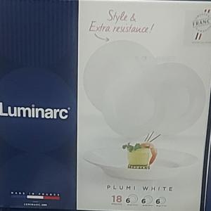 Luminarc PLUMI étkészlet 18részes fehér üveg