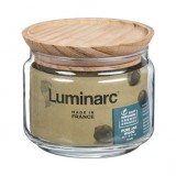 Luminarc Pot Pure üveg tároló fa tetővel, 0,5 liter, 8,1x10,5 cm, P9610