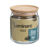 Luminarc Pot Pure üvegtároló fa tetővel, 0,75 liter, 12,3x10,4 cm, P9611