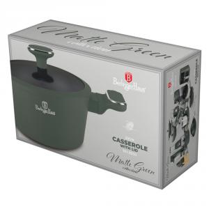 MATTE GREEN bevonatos lábos 20×10,4cm 2,5l+üveg fedő indukciós, BH-8200