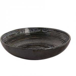 METALLIC SILVER STONEWARE tányér mély 22cm coupe, fekete