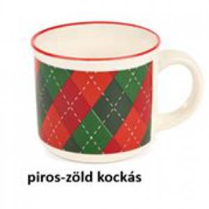 N.S.BGQ241204B Porcelánbögre presszós 100ml, piros zöld kockás