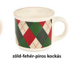 N.S.BGQ241204E Porcelánbögre presszós 100ml, zöld fehér piros kockás