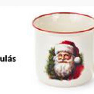 N.S.BGQ251901A Porcelánbögre skótkockás dobozban, 9,4x7,2x8,7cm, Christmas is coming, mikulás