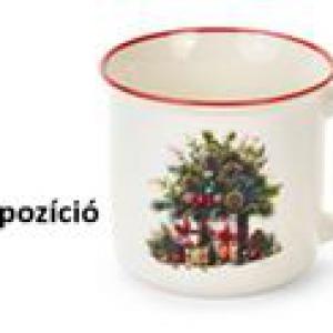 N.S.BGQ251901C Porcelánbögre skótkockás dobozban, 9,4x7,2x8,7cm, Christmas is coming, kompozíció