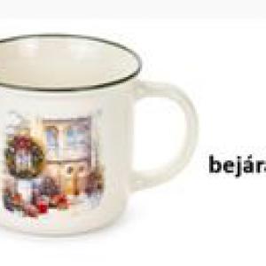 N.S.BGQ251901D Porcelánbögre skótkockás dobozban, 9,4x7,2x8,7cm, Christmas is coming, bejárat