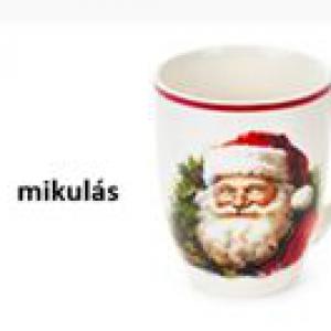 N.S.BGQ251902A Porcelánbögre teatojással skótkockás dobozban, 350ml, Christmas is coming, mikulás